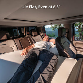 Havnby diagonal length demonstration showing extended 6'3" sleeping reach