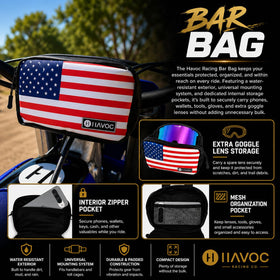 Havoc Racing close-up of sealed zipper protecting contents from mud