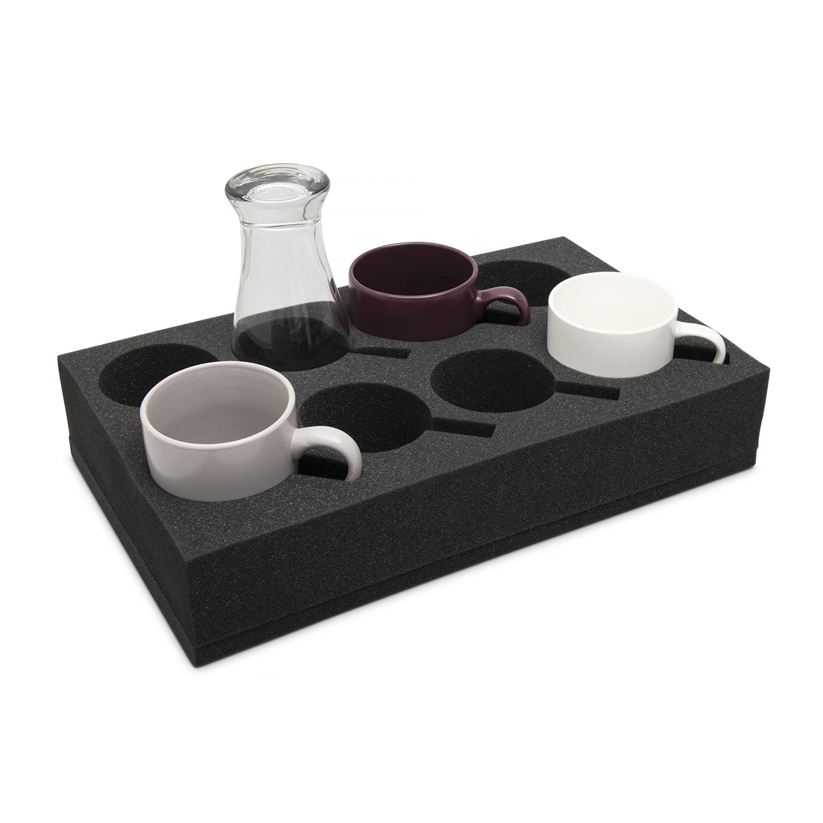 HAWETICO front view showing eight organized cup slots and compact footprint