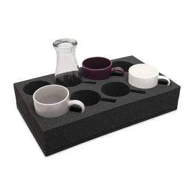 HAWETICO front view showing eight organized cup slots and compact footprint