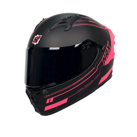 HAX helmet front view showing visor and secure fit benefit