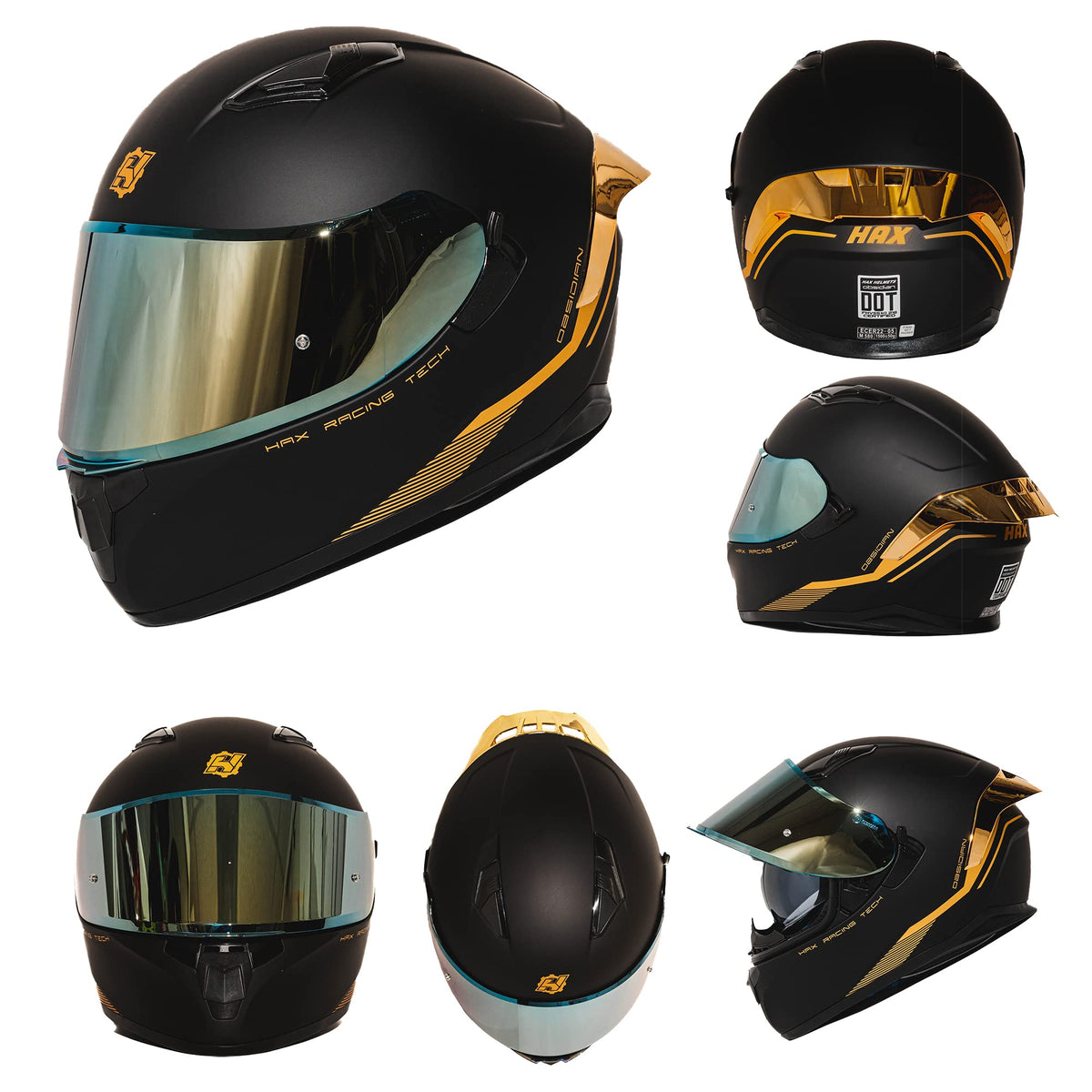 HAX Obsidian dual visor detail showing inner sun visor and outer shield for glare control