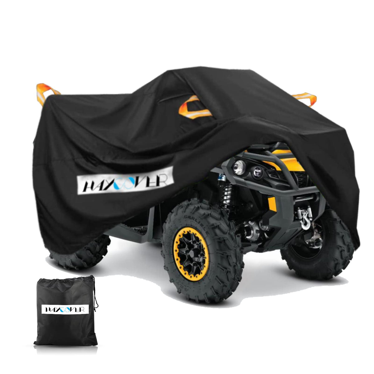 HAYCOVER front view on ATV showing full waterproof protection and fit