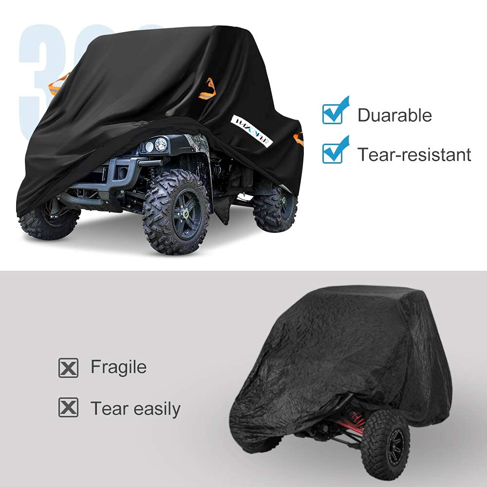 HAYCOVER next to wheel showing size scale and fit for single-row UTVs