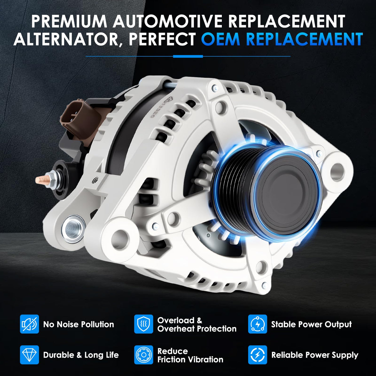 HAYIAUTO alternator installed in engine bay demonstrating direct-fit benefit