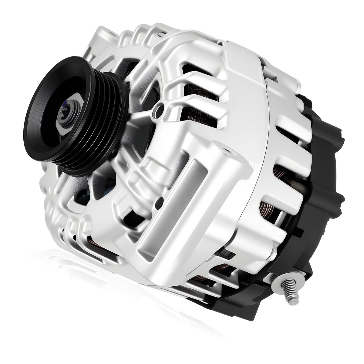 HAYIAUTO front view of alternator showing mounting points and finish, reliable fit