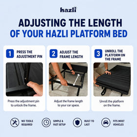 hazli platform fully extended in SUV maximizing usable sleeping length
