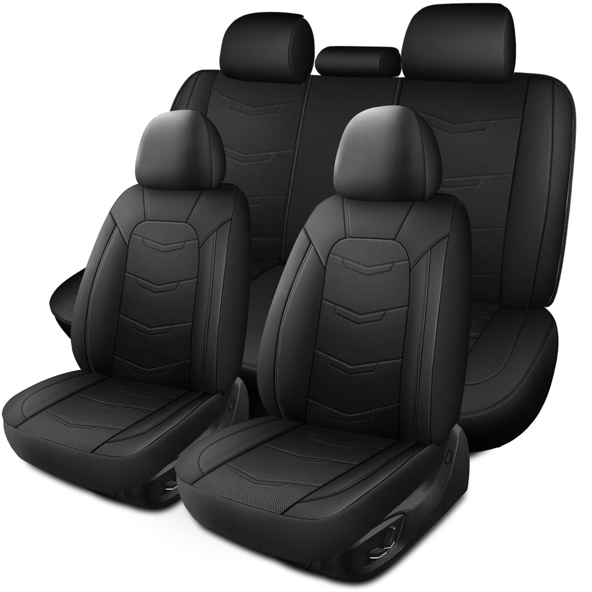 HChengkikz front seat covers overview showing full 9-piece kit and uniform protection