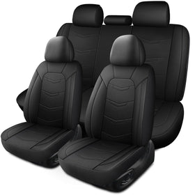HChengkikz front seat covers overview showing full 9-piece kit and uniform protection