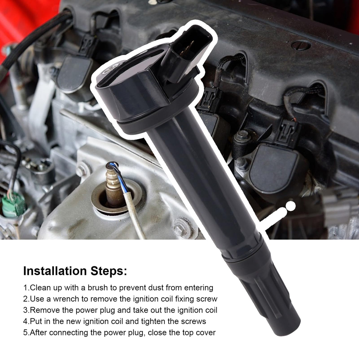 Hchenup coil pack side label closeup highlighting compatibility details