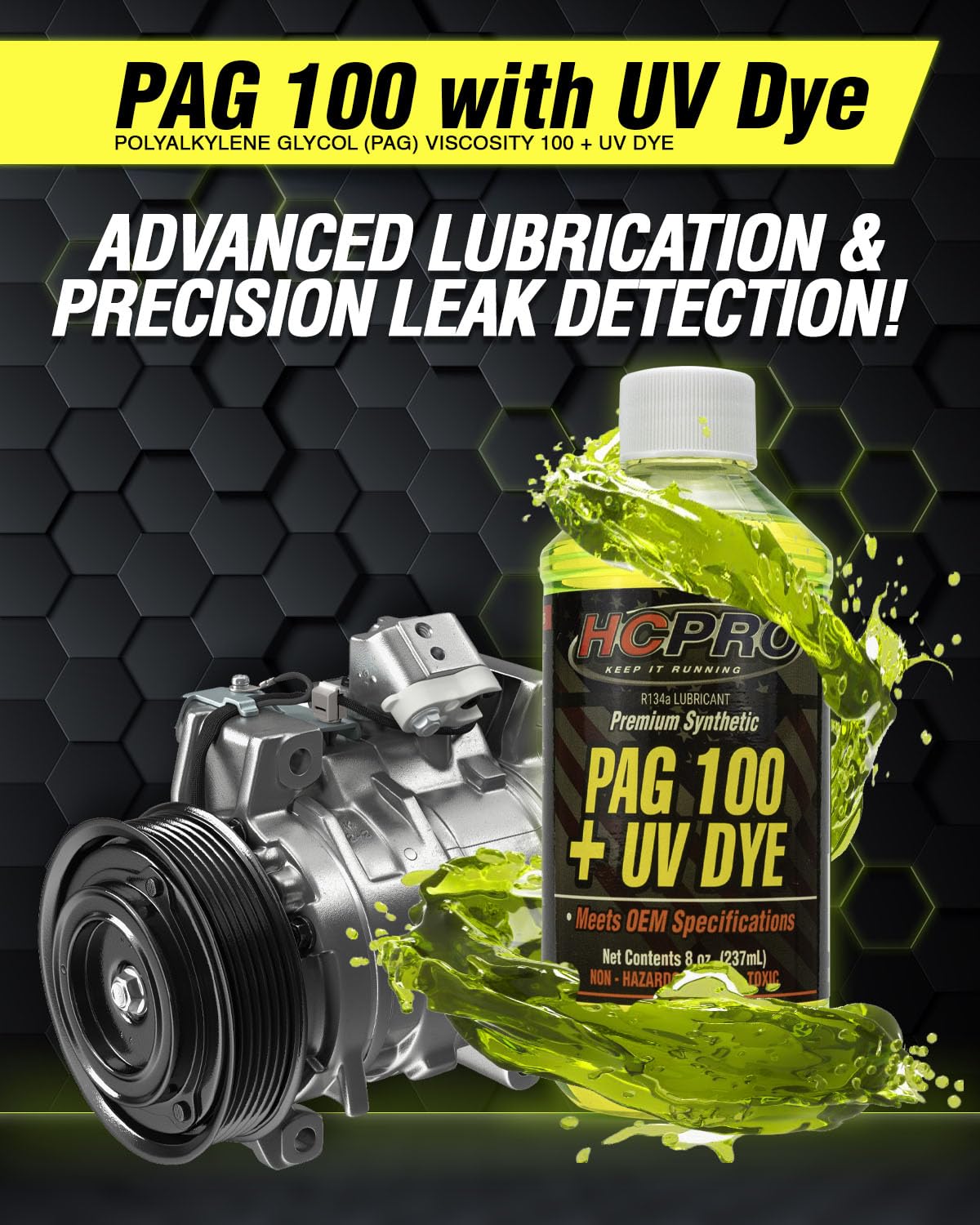 hcpro label closeup highlighting viscosity and UV dye details for quick spec checks