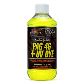 hcpro front label and 8oz bottle showing clear product identification and fast leak detection