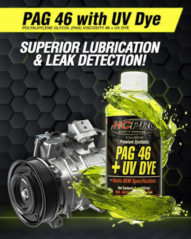 hcpro bottle pouring into A/C service tool demonstrating efficient top-up and clean flow