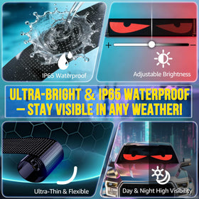 HCYHNB in-use at night on vehicle delivering bright, anti-glare messaging for safer visibility