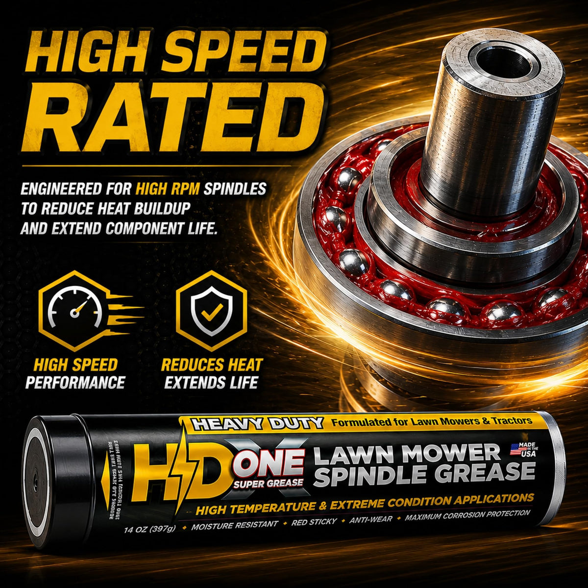 HD Switch being applied to a mower spindle protecting bearing surfaces