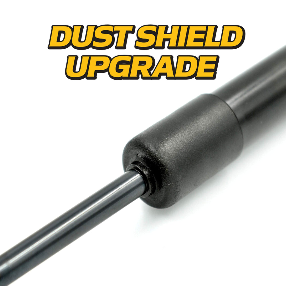 HD Switch close-up of dust shield protecting piston and extending damper life