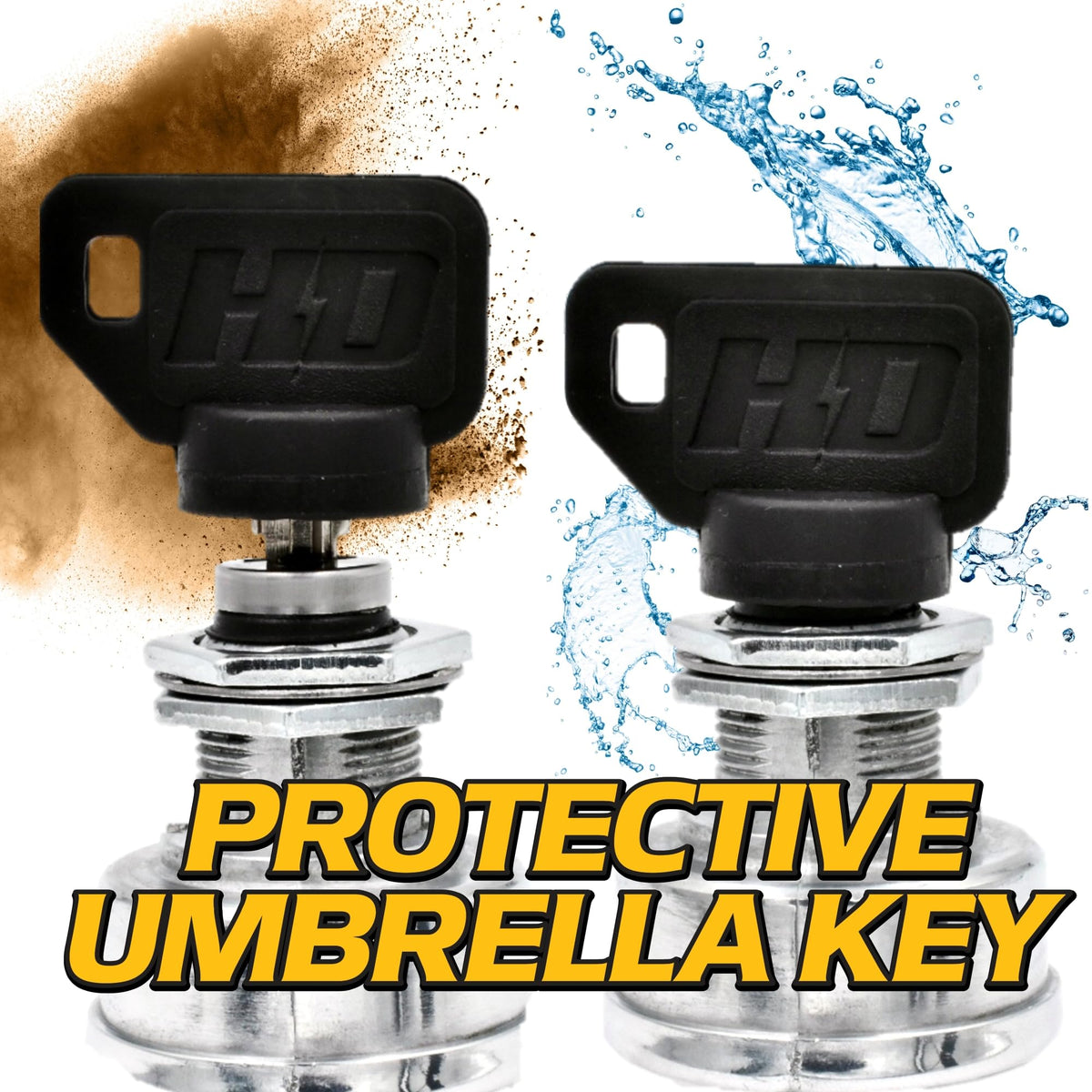 HD Switch umbrella key close-up showing protective cap and weather resistance