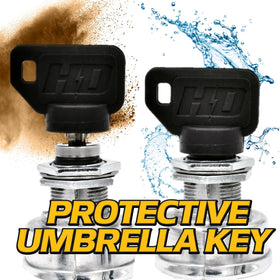 HD Switch umbrella key close-up showing protective cap and weather resistance