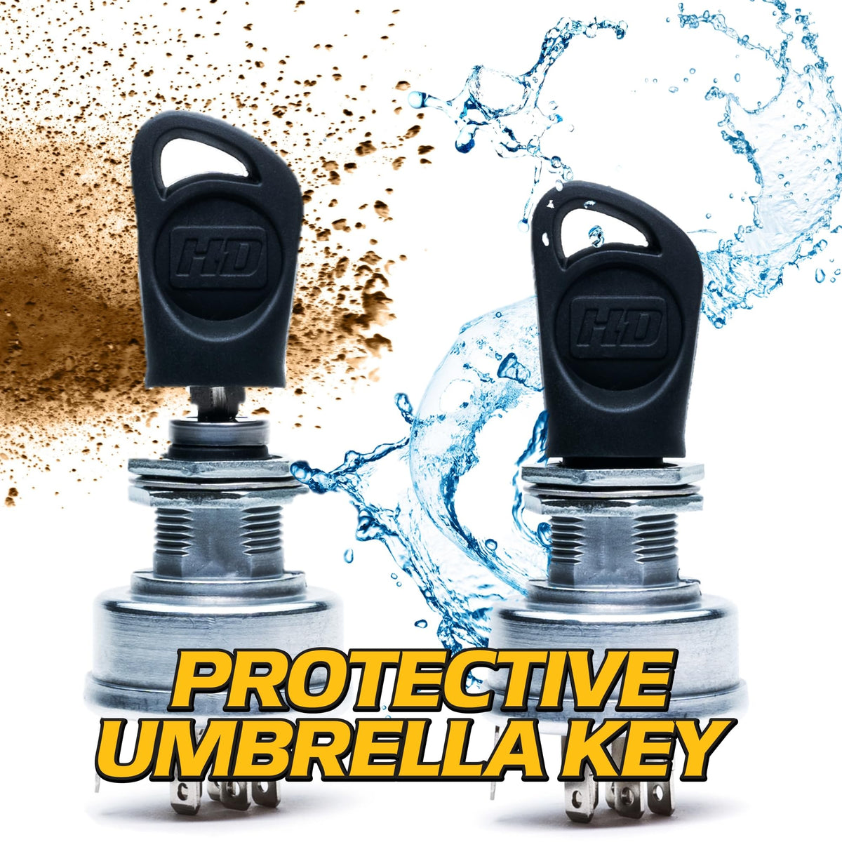 HD Switch two umbrella-style keys closeup showing soft-grip comfort and protection