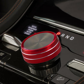 HDUFC red start button ring top view highlighting precision fit and premium metal look