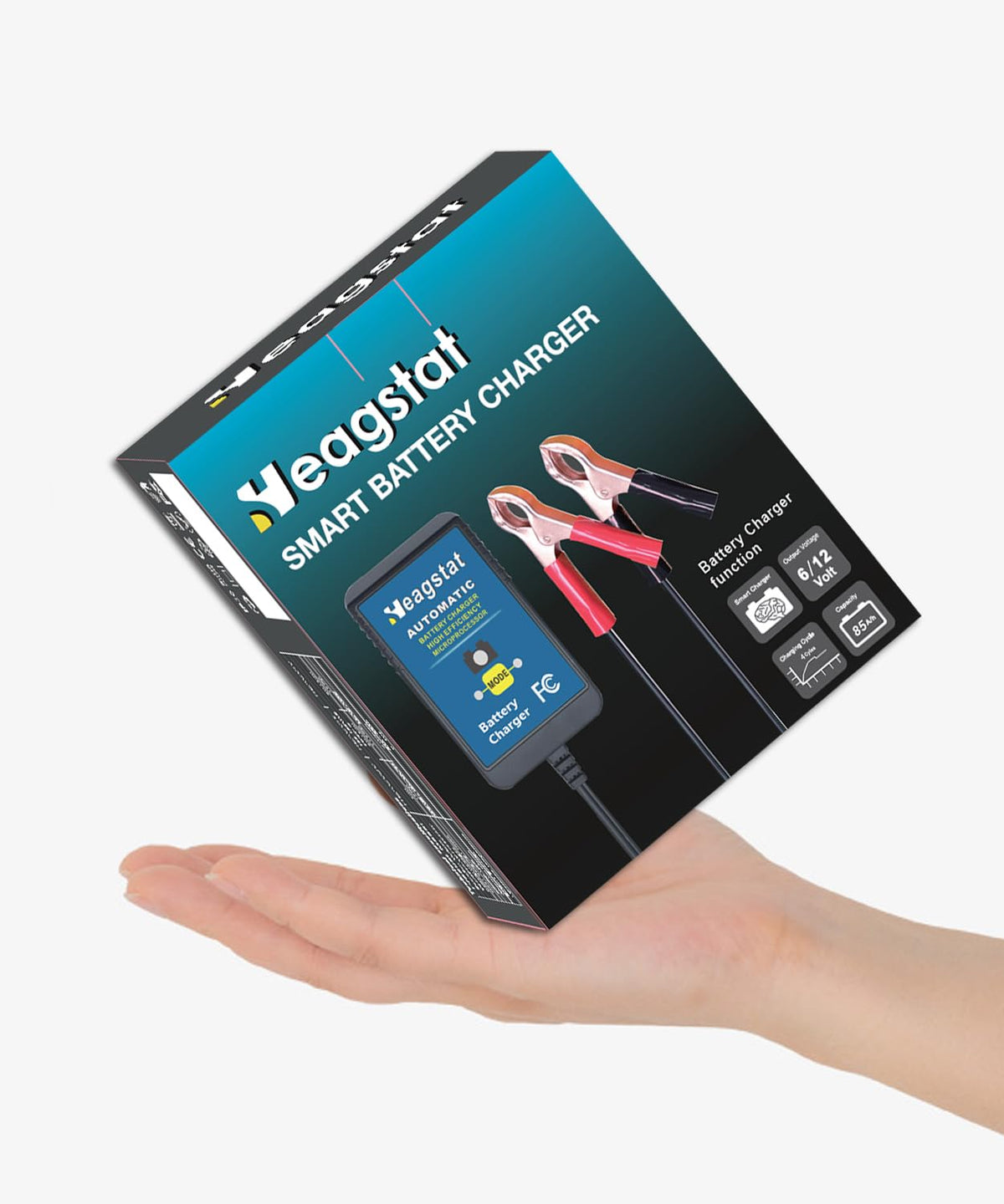 Heagstat packaging and included accessories displayed, everything needed out of box