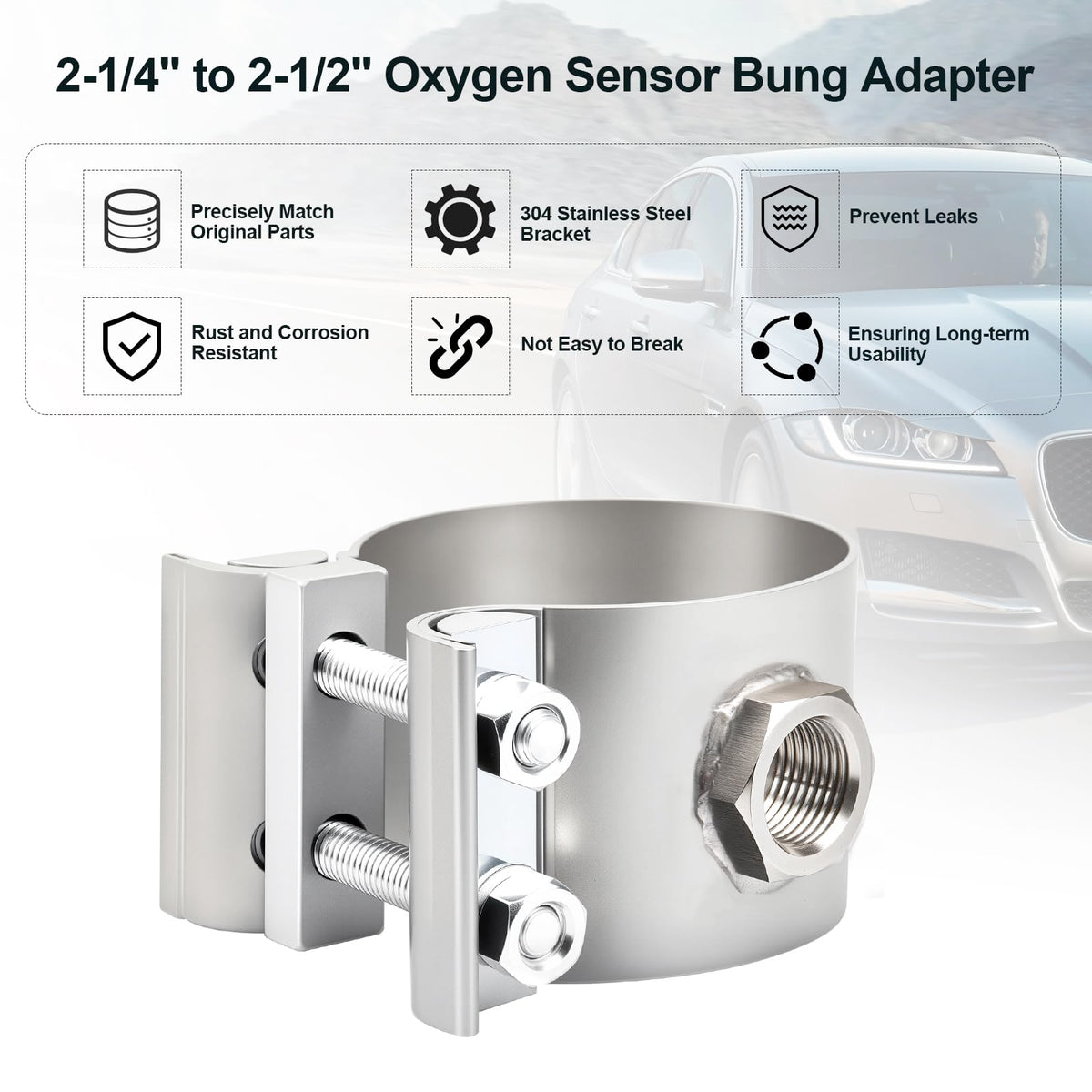 HEBRAR adapter mounted on exhaust pipe illustrating stable sensor placement
