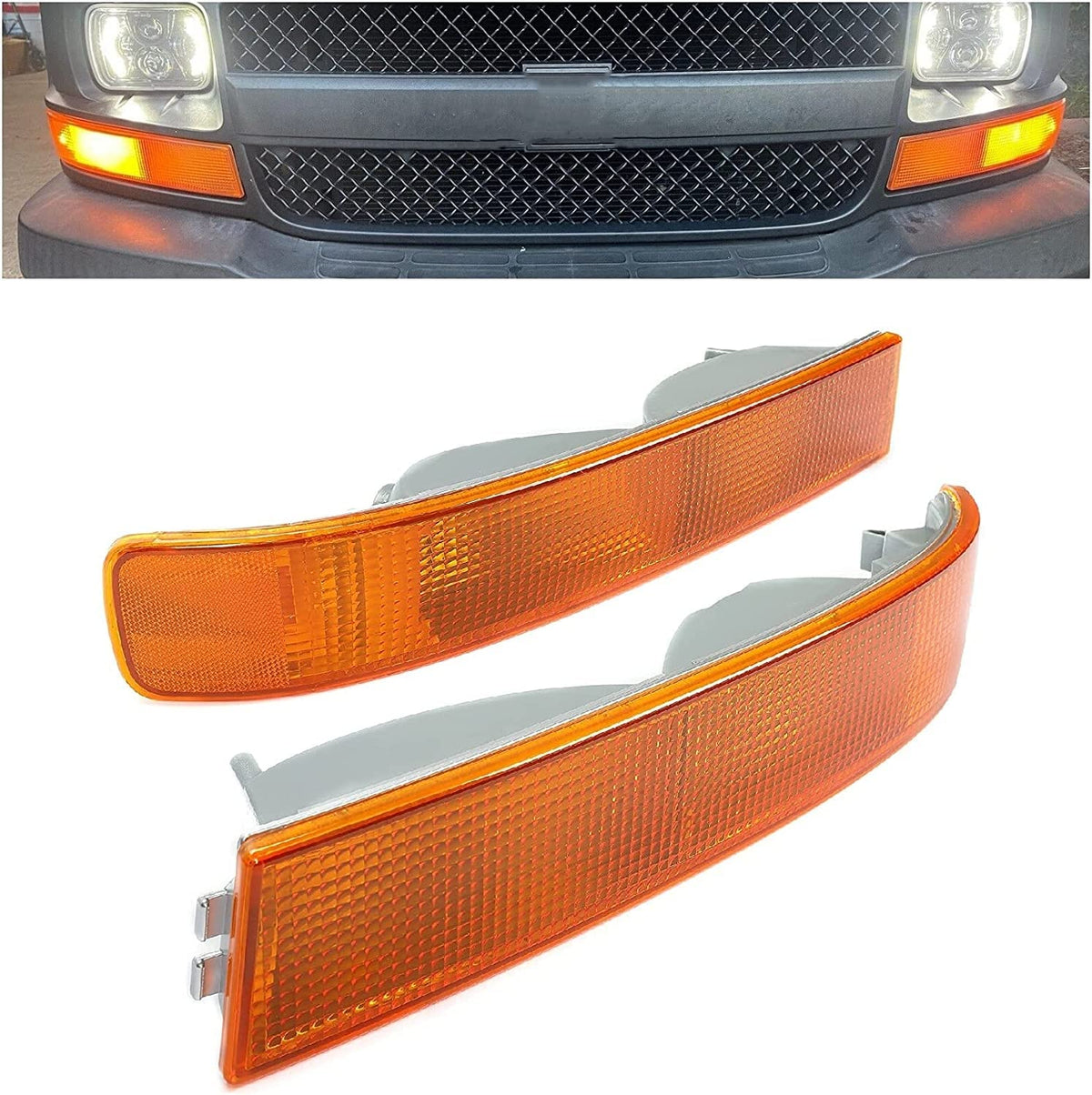 HECASA front view of corner light pair showing fitment and easy replacement benefit