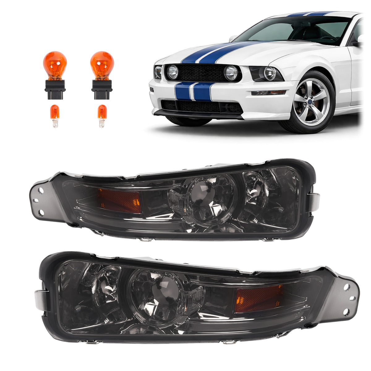 HECASA front packaging showing pair of Mustang turn signals and quick fit benefit