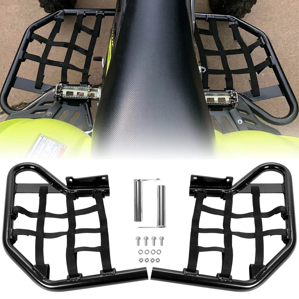 HECASA front view of packaged nerf bars showing complete kit benefits