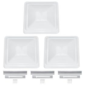 HECASA front view of three white vent covers showing clean fit and protection