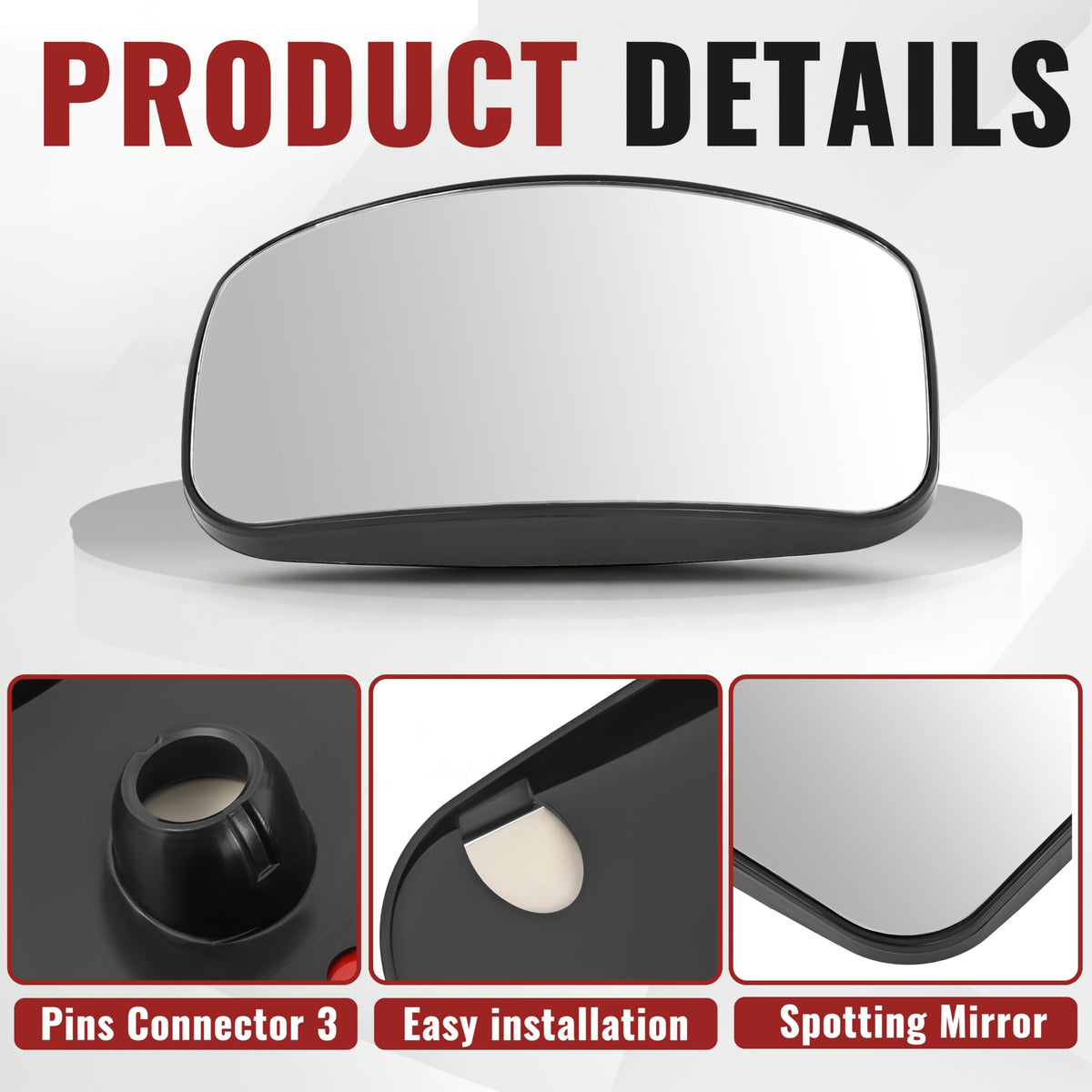 HECASA hood mirror mounted on Freightliner Cascadia passenger side improving lane view