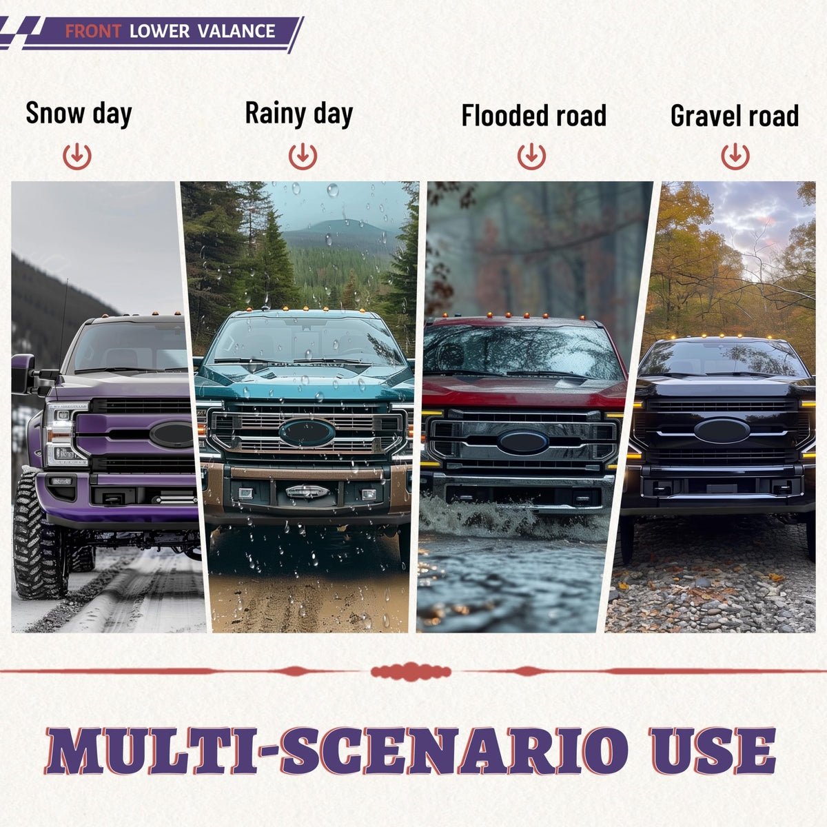 HECASA valance installed on a Super Duty truck showing improved front-end look