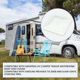 HECASA vent cover on camper roof in campground showing enhanced interior protection