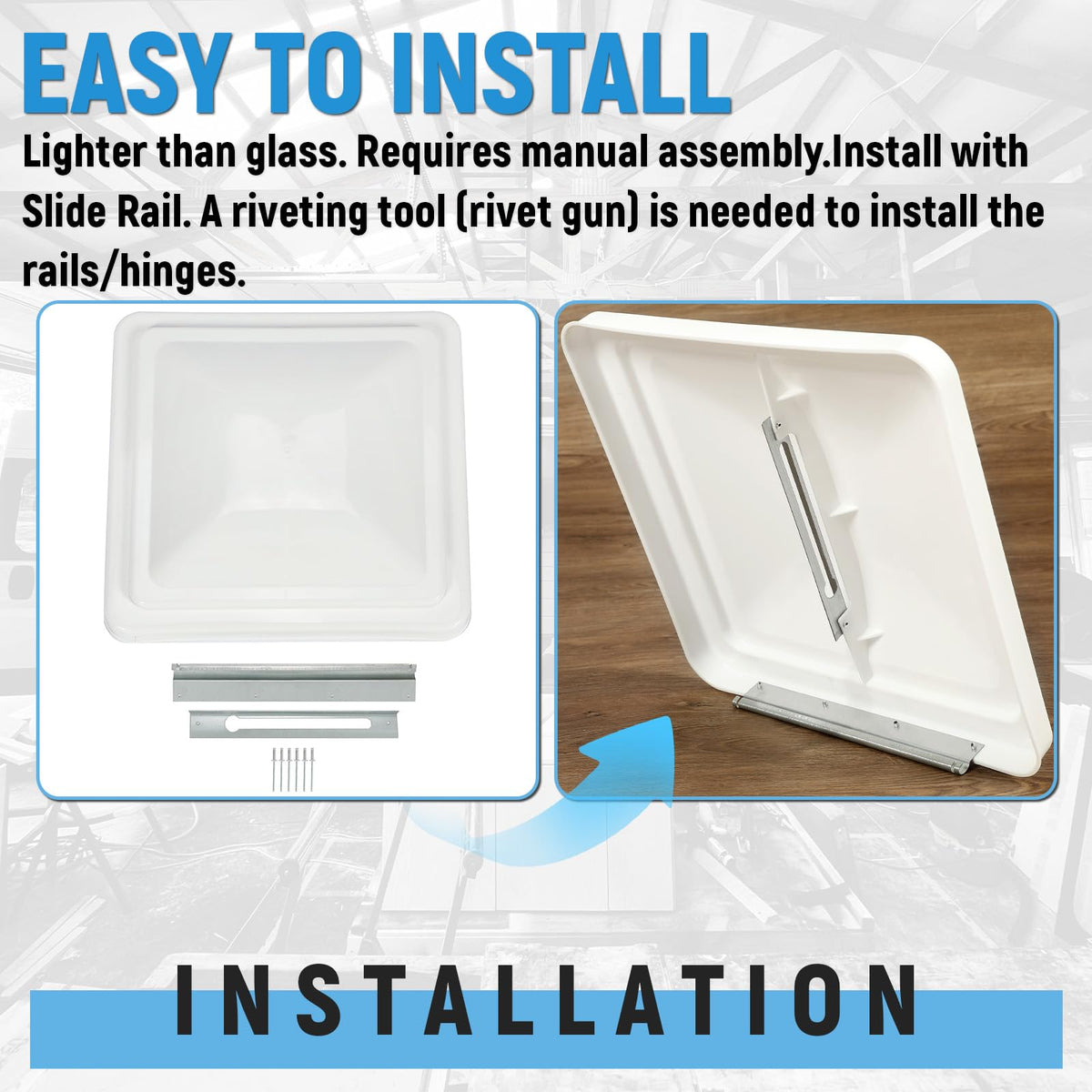 HECASA detailed shot of slide rail and hinge area illustrating secure mounting points