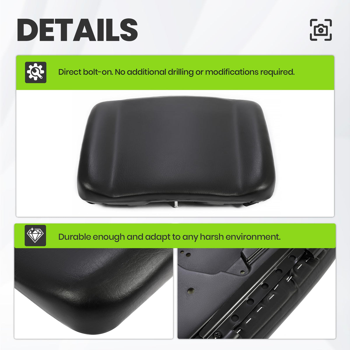 HECASA seat bottom installed in Polaris Ranger improving stability