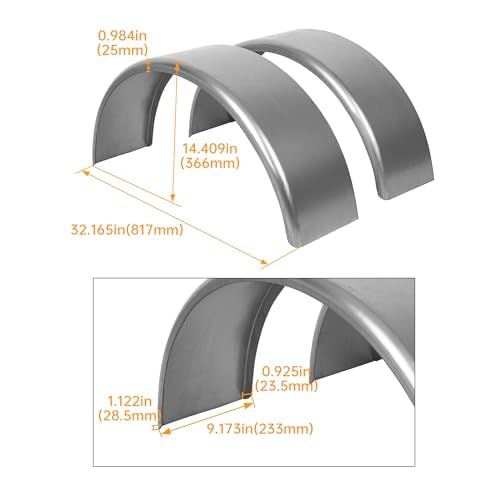 HECASA side profile of fender with dimensions for accurate fitment