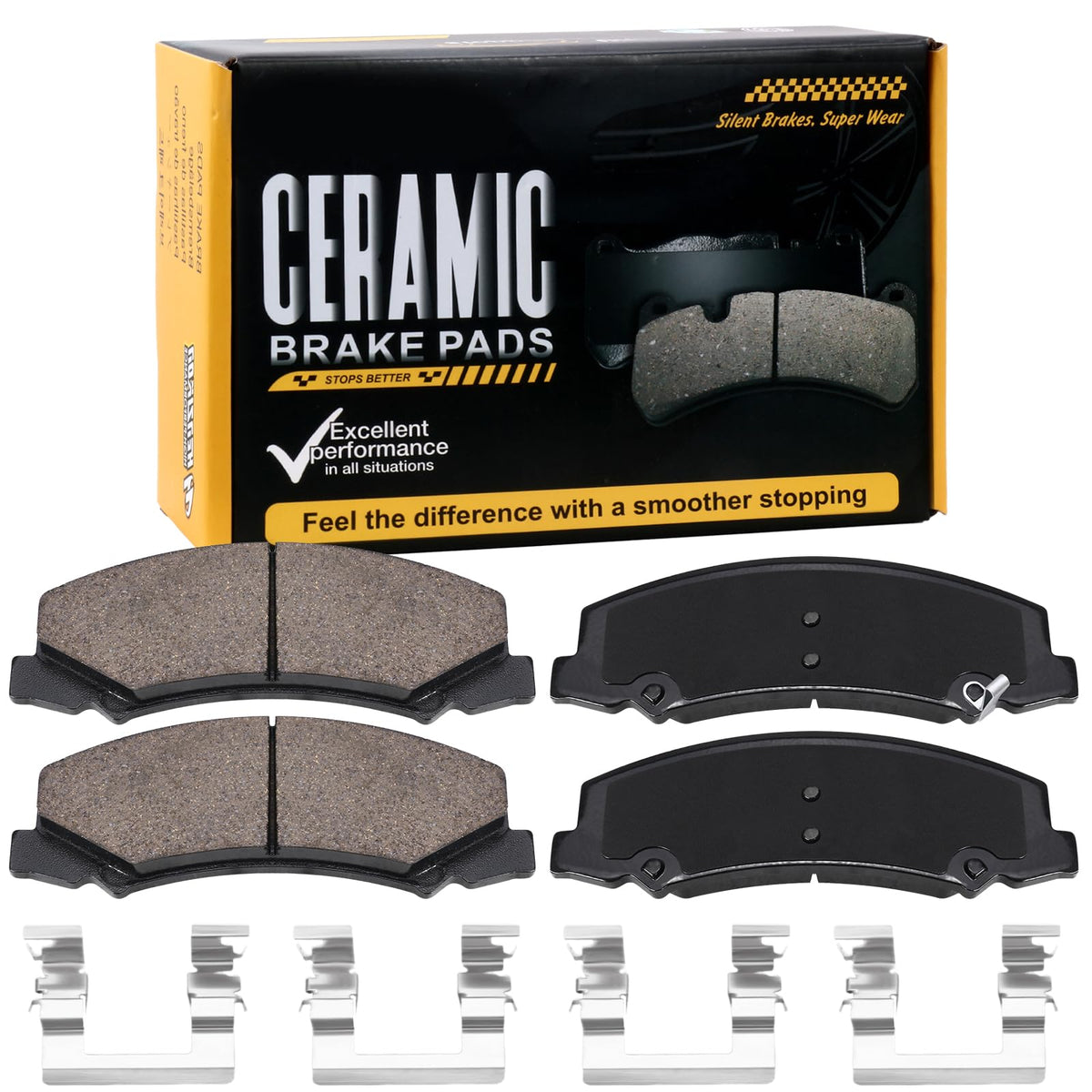 HECHENQICHE boxed D1159 front ceramic brake pads showing kit and labels for correct fit