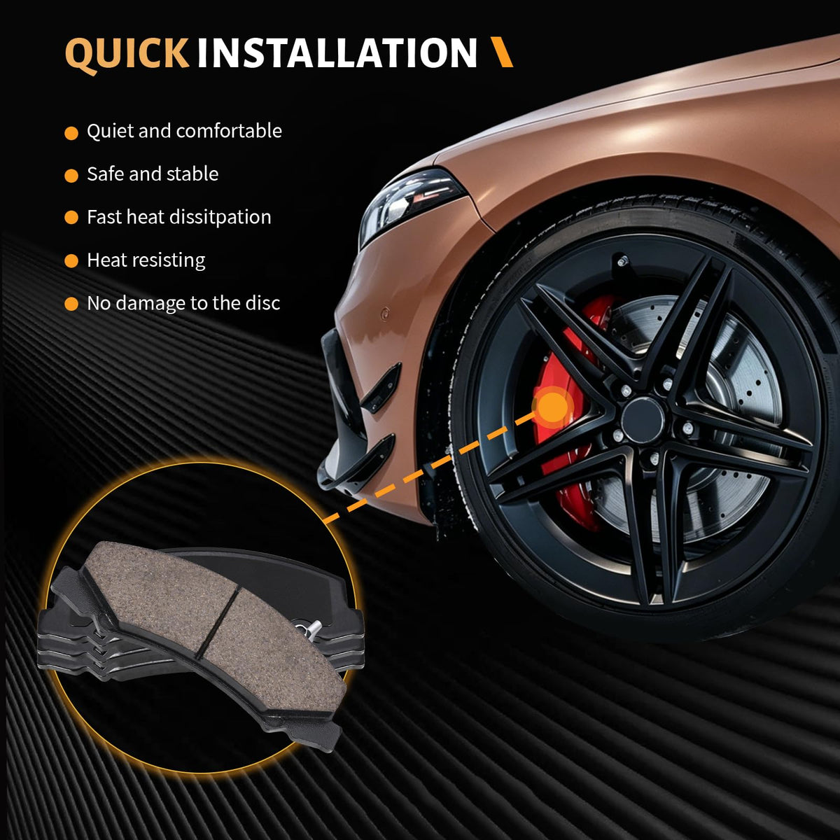 HECHENQICHE pads in garage scene with mechanic illustrating simple replacement benefit