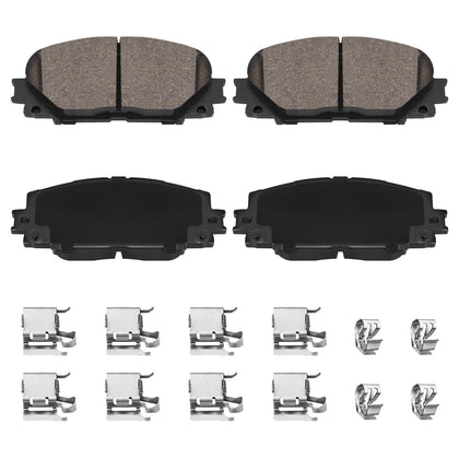 HECHENQICHE D1184 front pad kit packaging showing contents and fitment benefits
