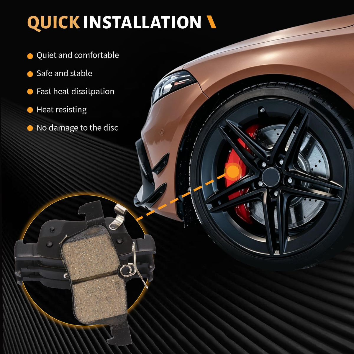 HECHENQICHE mechanic installing pads in garage for reliable upgrade