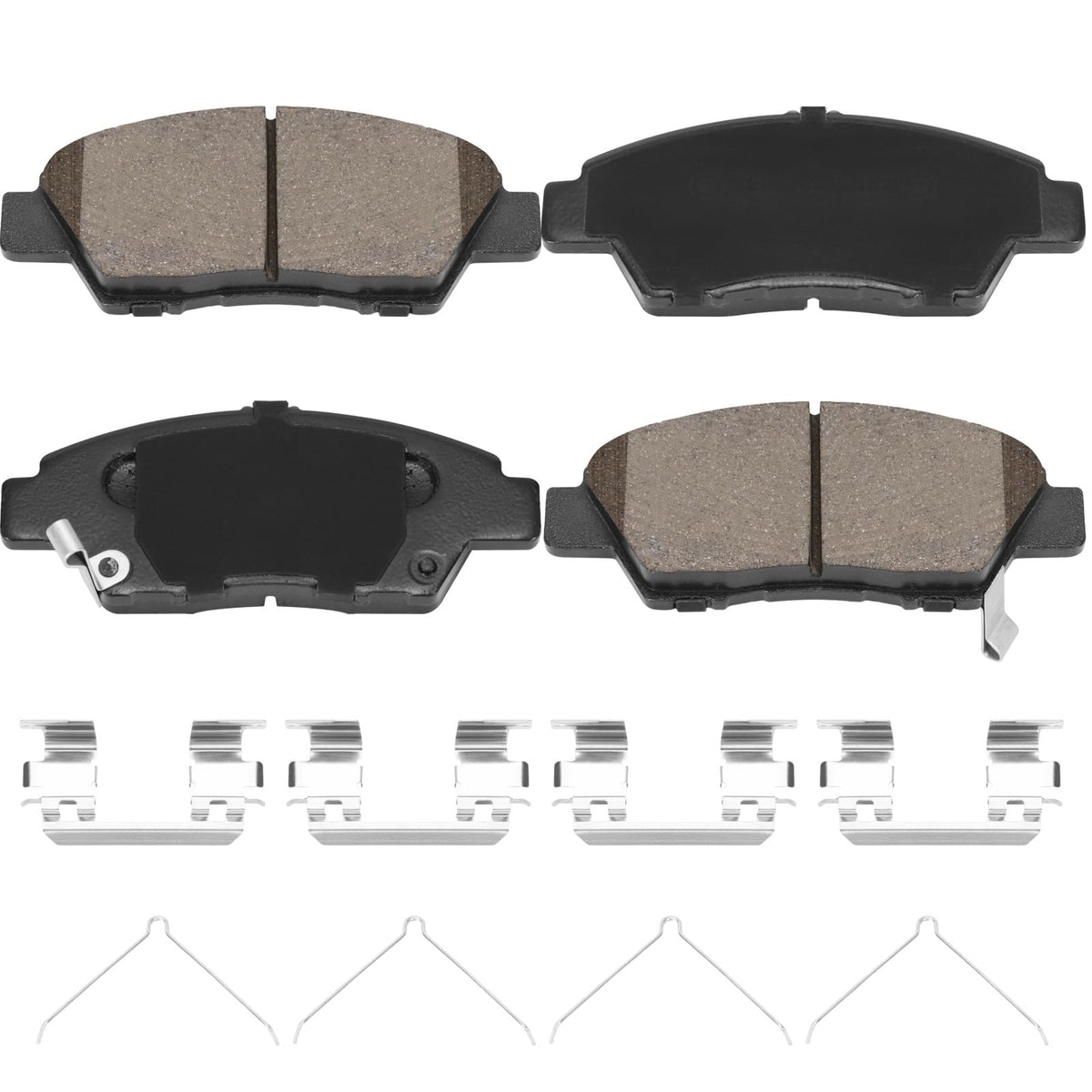 HECHENQICHE front pads packaging showing included components and fitment benefit