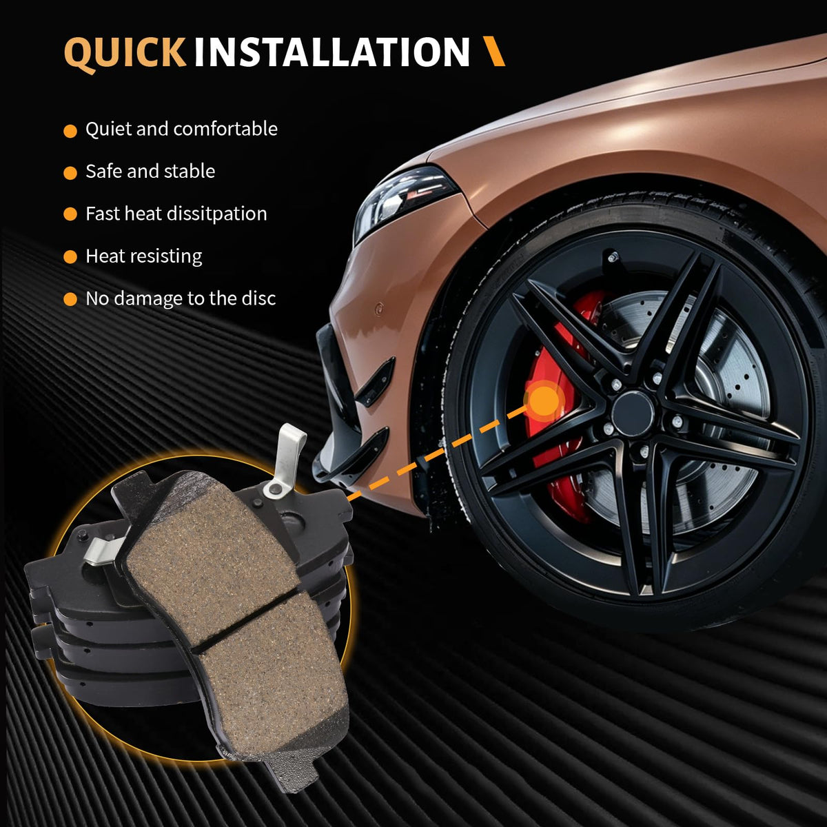 HECHENQICHE lifestyle image in urban car setting conveying reliable daily-driving braking benefit