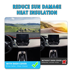 HEDAQI installed dash cover in Corolla showcasing protected dashboard