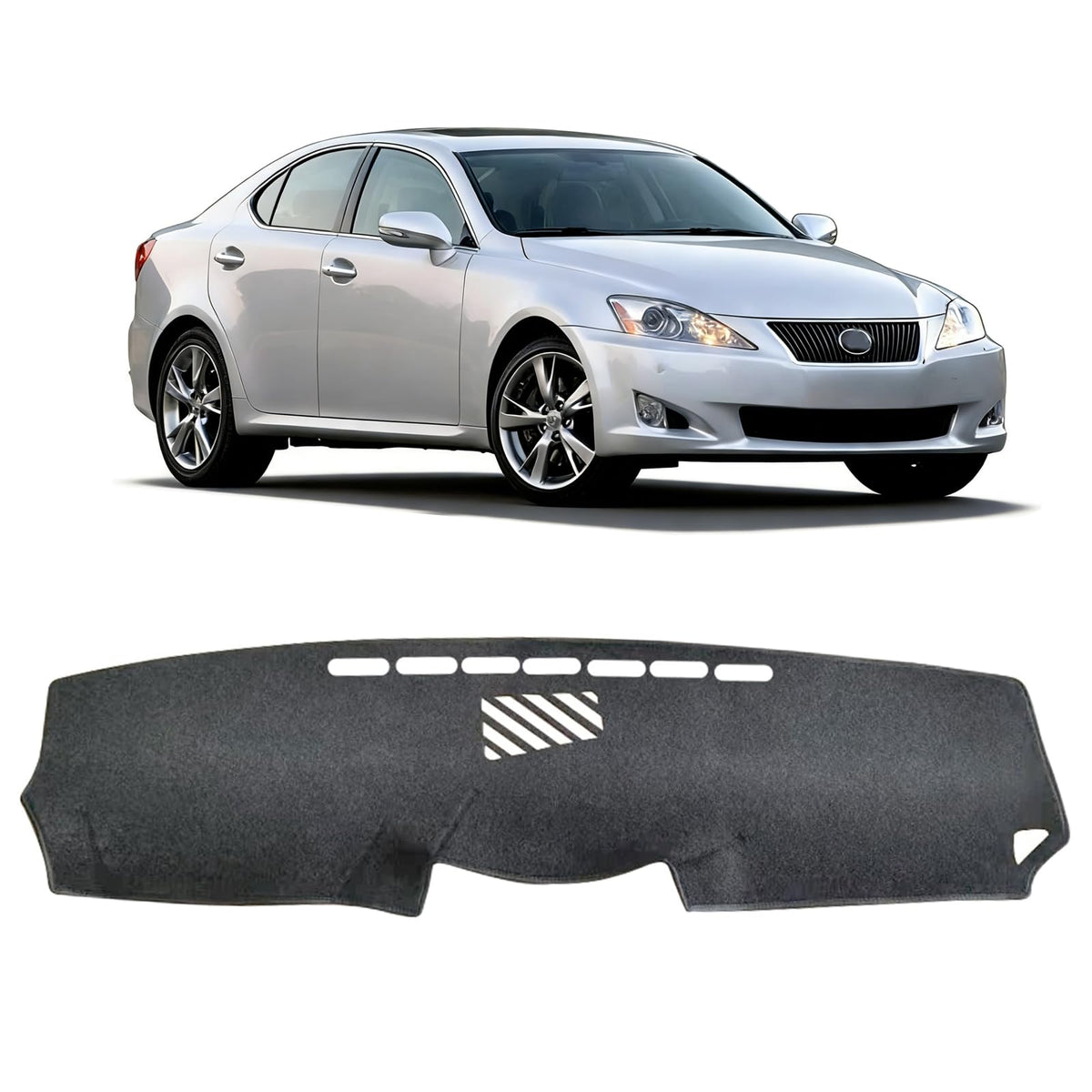 HEDAQI front view of gray dash cover showing precise fit and neat finish