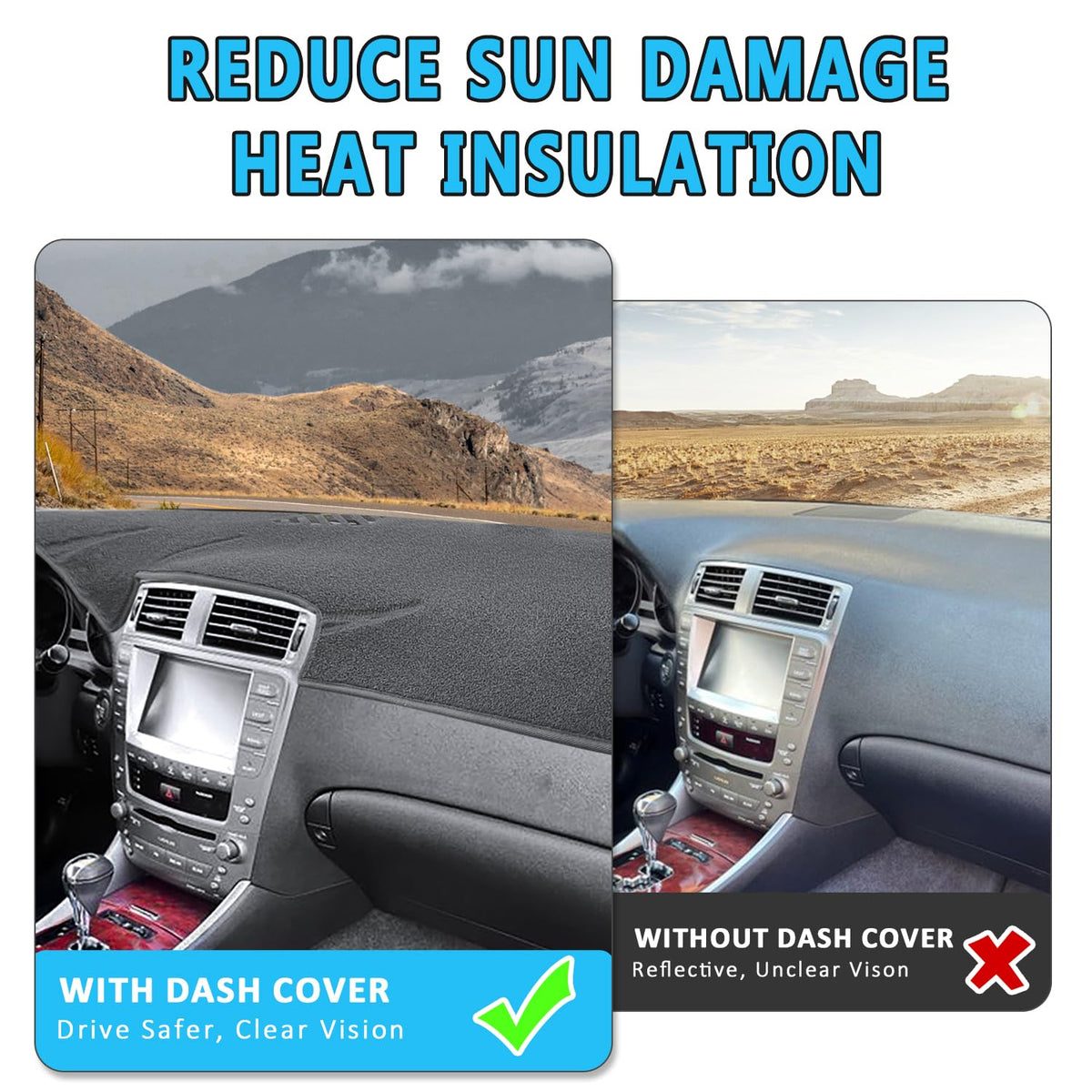 HEDAQI installed driver angle showing clear vent access and reduced reflection
