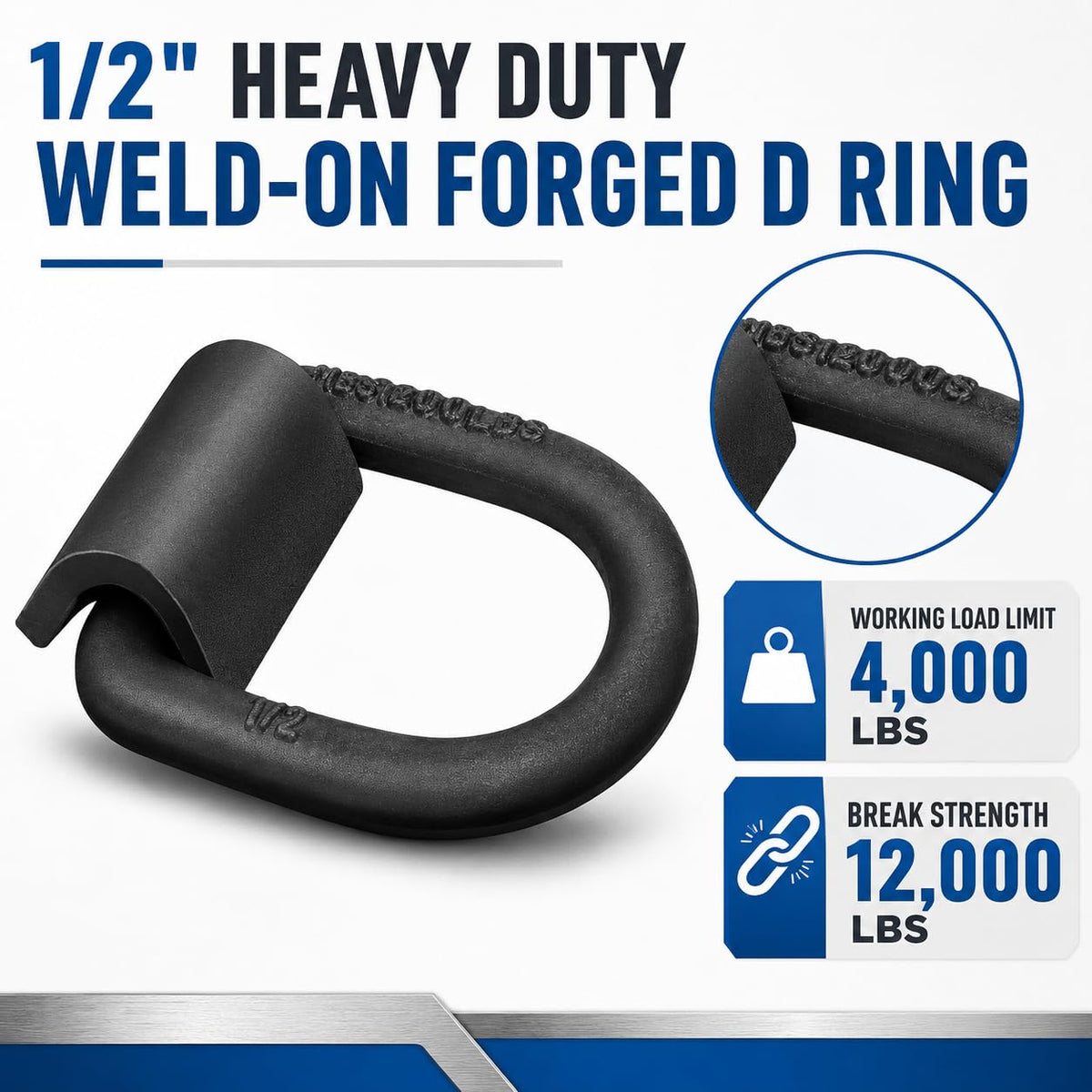 Hedday welded D ring on trailer frame demonstrating secure permanent attachment benefit