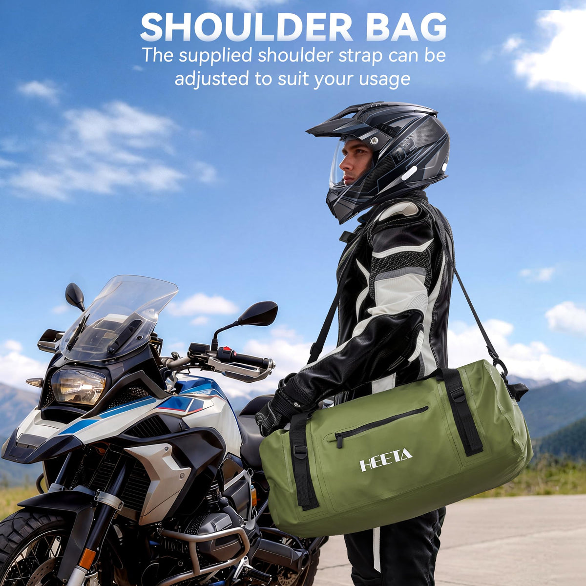 HEETA padded backpack straps and shoulder option showing comfortable carry versatility
