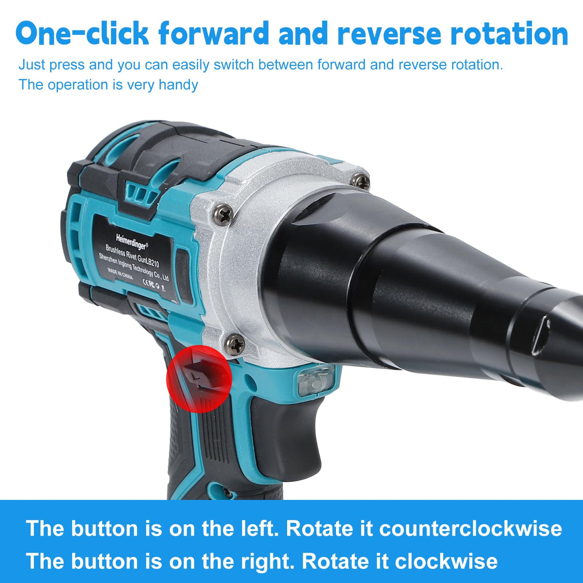 Heimerdinger rivet gun used on automotive panel demonstrating quick reliable fastening