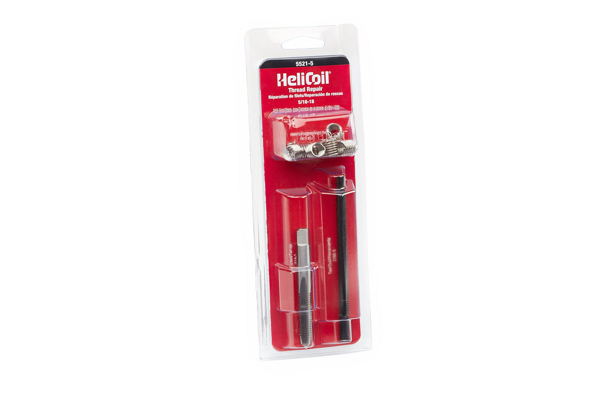 Helicoil 5521-5 front packaging showing kit contents for reliable thread repairs
