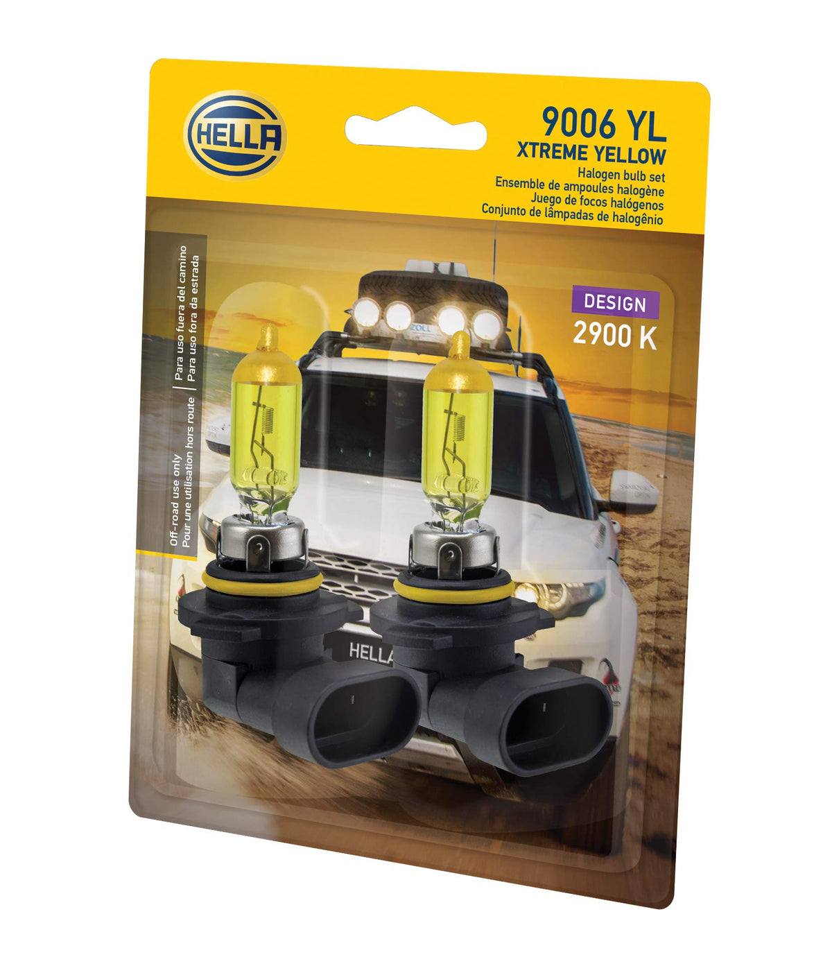 HELLA 9006 YL close-up of bulb filament and glass highlighting precision manufacture and durability